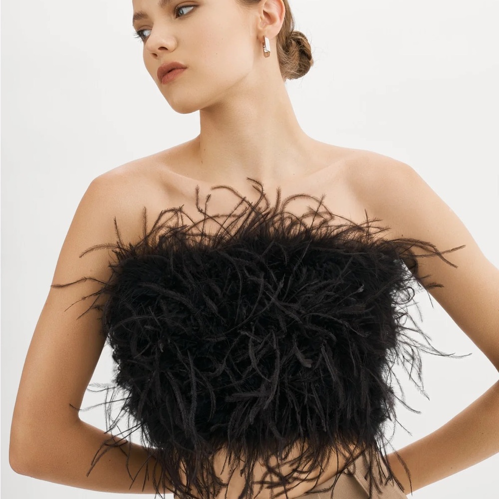 Lamarque Black Feather Tube Top